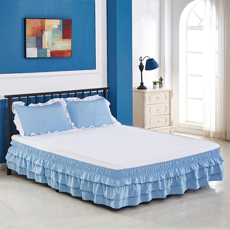 Ruffled 3-Layer Bed Skirt - Cute Colorful Bedding Accessory