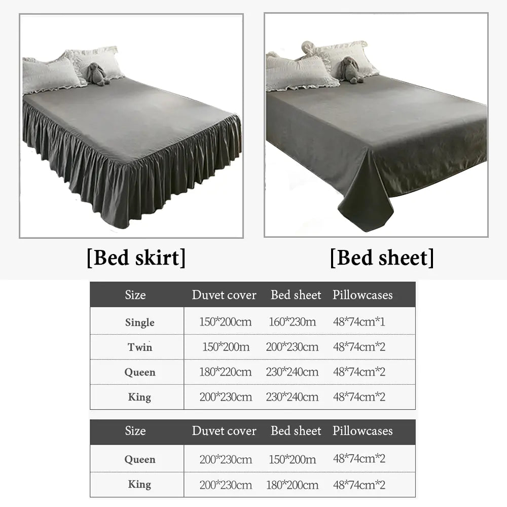Pink Striped Ruffle Quilt Cover Bedding Set with Pillowcase