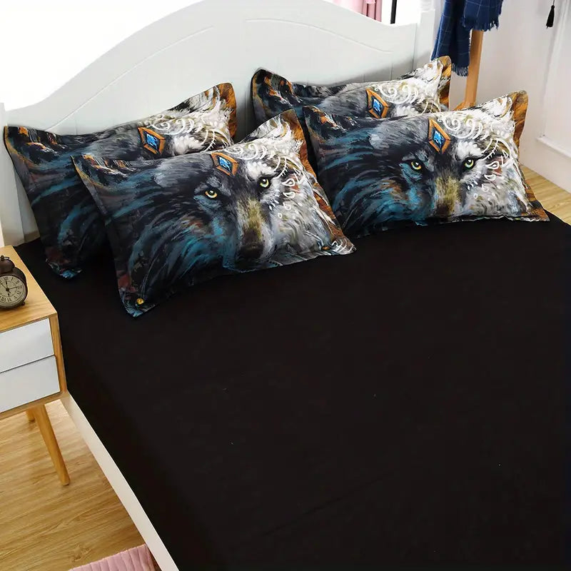 Wolf Pattern Duvet Cover Set, Soft Bedding for Bedroom