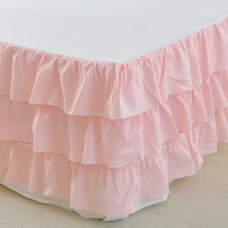 Ruffled 3-Layer Bed Skirt - Cute Colorful Bedding Accessory