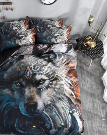 Wolf Pattern Duvet Cover Set, Soft Bedding for Bedroom