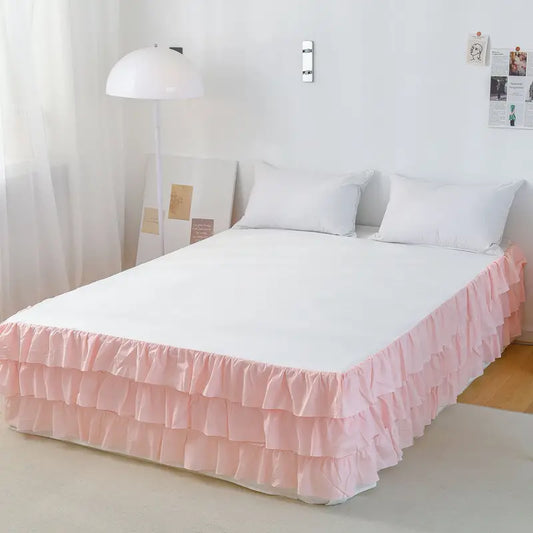 Ruffled 3-Layer Bed Skirt - Cute Colorful Bedding Accessory