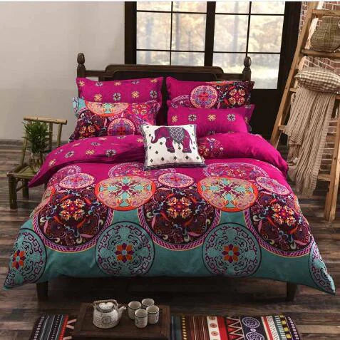 Boho Bedding Set with Geometric Stripes and Fleece Blanket