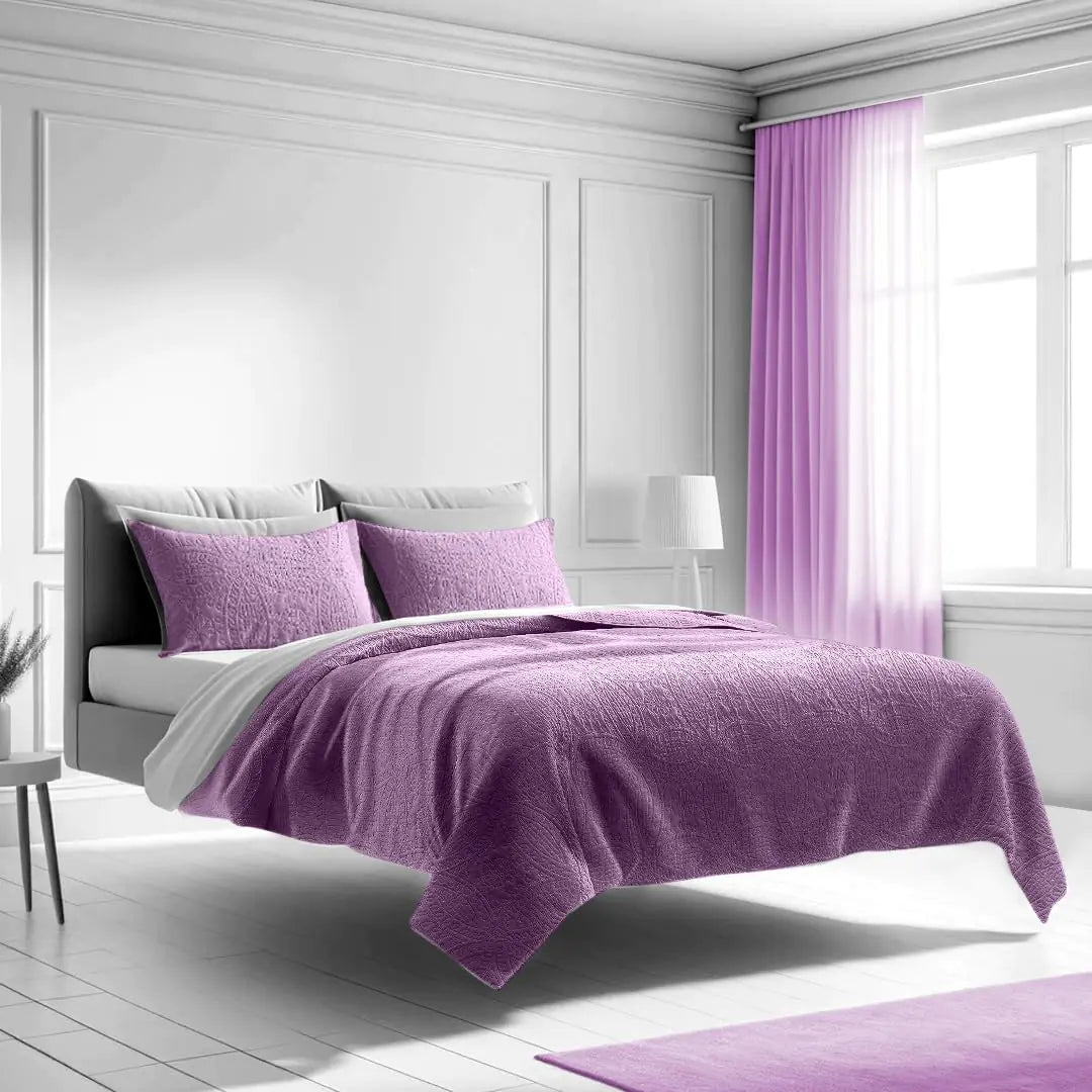 Mezzati Bedspread Coverlet Set Purple-Jasper Prestige Collection - Comforter Bedding Cover Brushed Microfiber Bedding 2-Piece Quilt Set (Twin / TwinXL Purple Jasper)