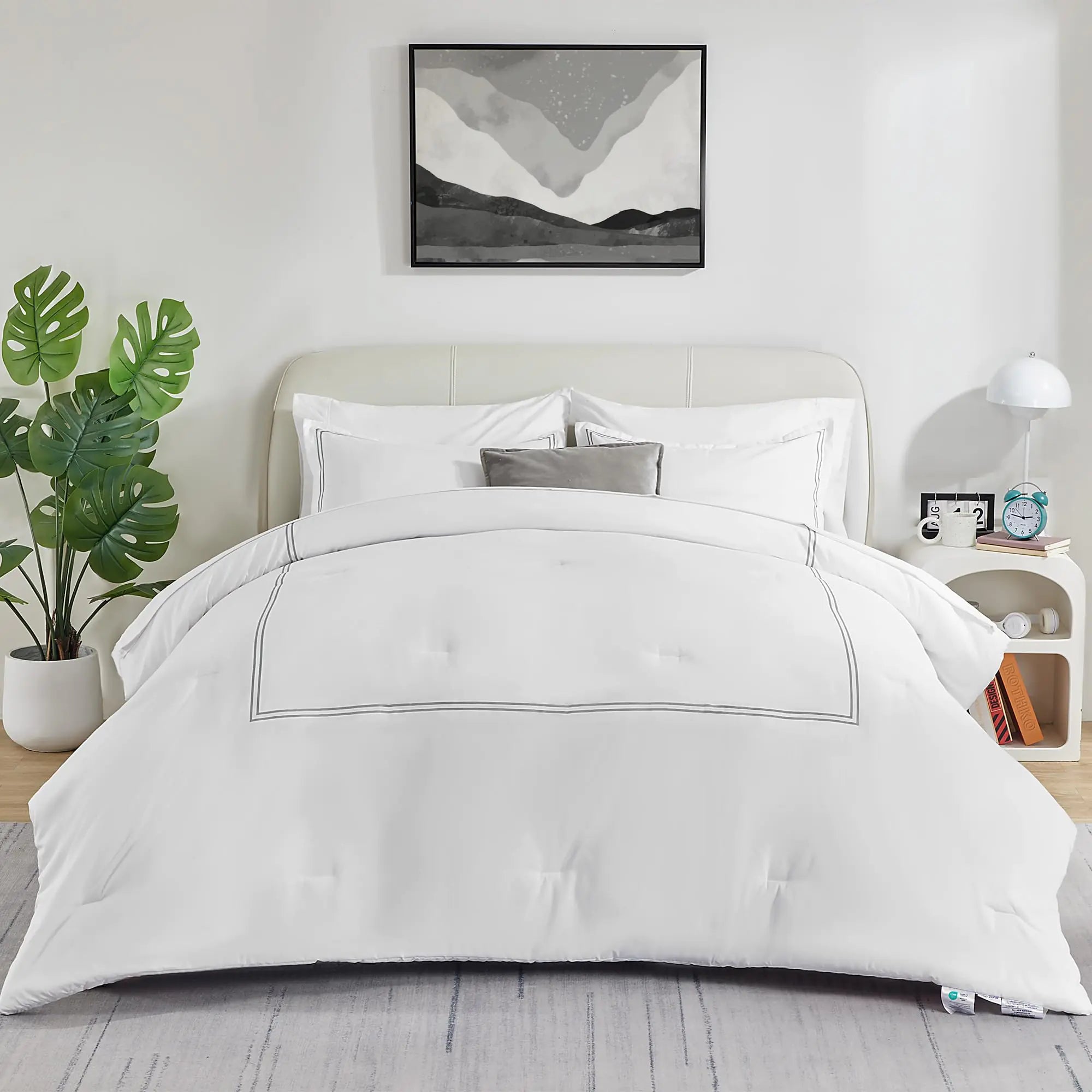SLEEP ZONE Full Size Comforter Set Duvet Insert Down Alternative 3 Pieces Comforter Washable Soft and Breathable Bedding All Season Holiday Prints-Grey