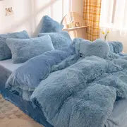 3pcs Y2K Multicolor Plush Duvet Cover Set (Soft Bedding)