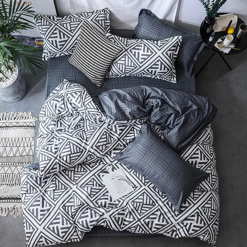 Cross-Border Home Textiles Bedding Set with Duvet & Pillow