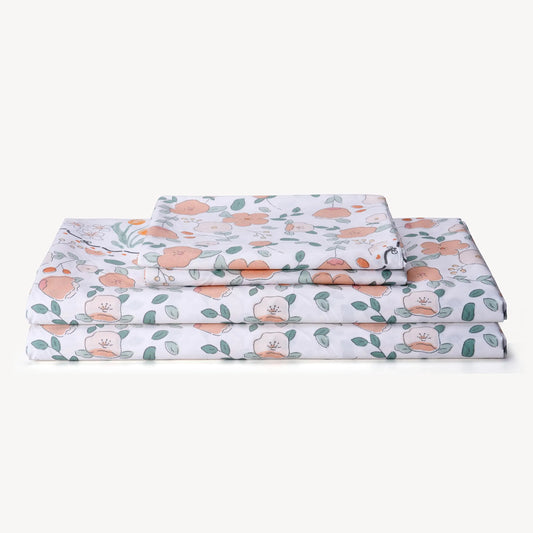 Floral Printed Sheet Set Queen Size 4 Piece Soft Botanical Microfiber Sheets and Pillowcases - Deep Pocket Wrinkle Free and Soft Bed Sheets Set Bedding Decor