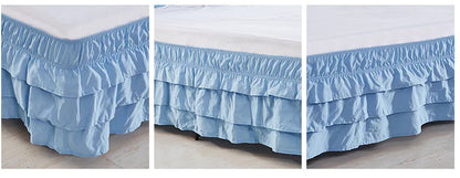 Ruffled 3-Layer Bed Skirt - Cute Colorful Bedding Accessory
