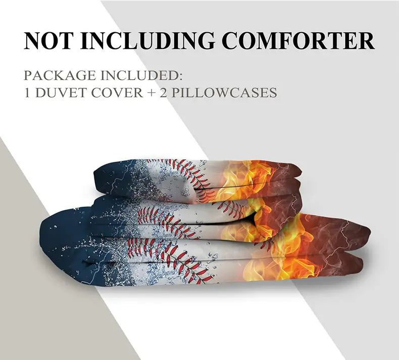 3-Piece Baseball Print Bedding Set for All Seasons