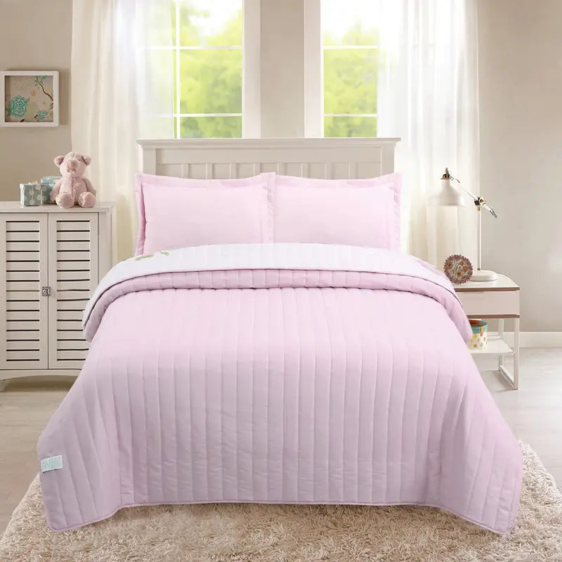 3-Piece Soft Pink Unicorn Bedding Set for Kids