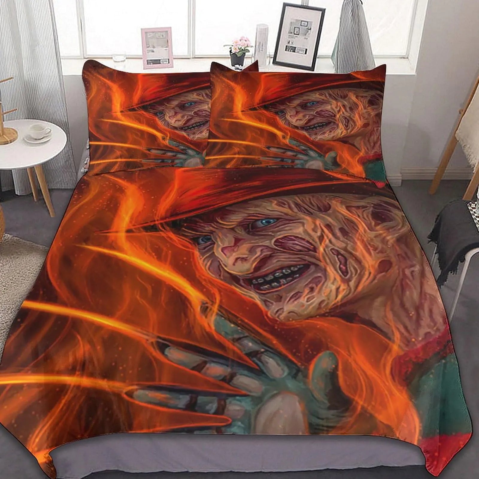 Horror 3-Pcs Bedding Set Includes 1 Duvet Cover and 2 Pillowcases Soft Comfortable Breathable Bedroom Decoration 86"x70"