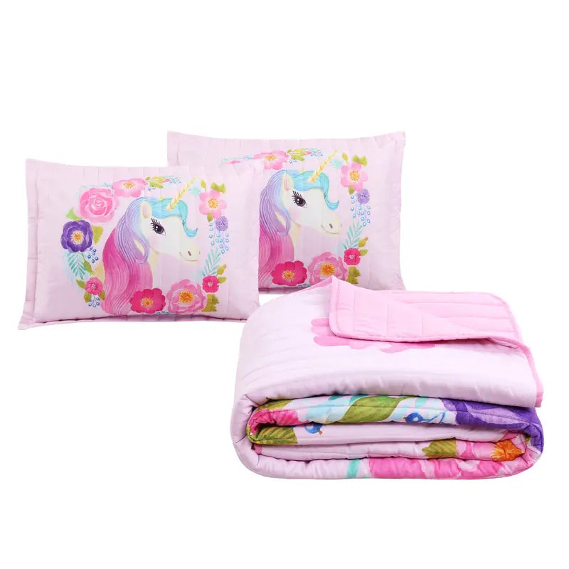 3-Piece Soft Pink Unicorn Bedding Set for Kids