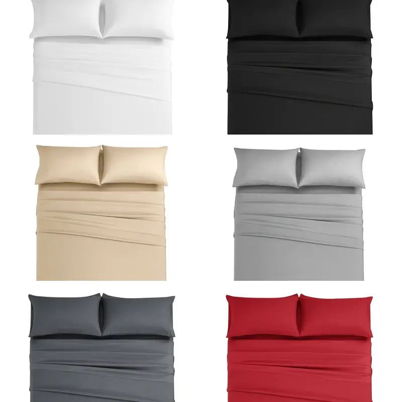 Brushed Microfiber Bedding Set with Fitted Sheet (4 Pcs)