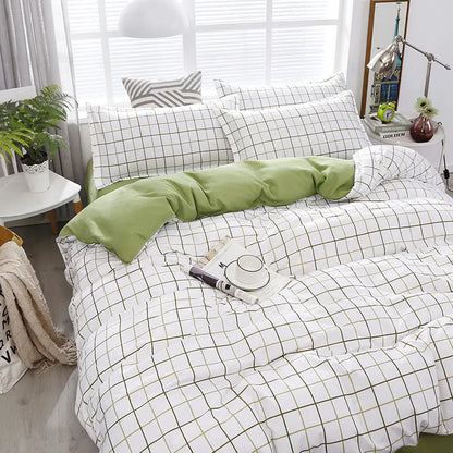 Nordic Style White & Green Bedding Set for Queen Bed