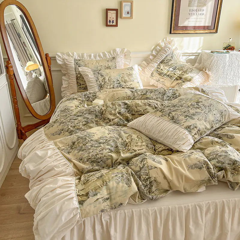 French Romantic 4-Piece Cotton Bedding Set