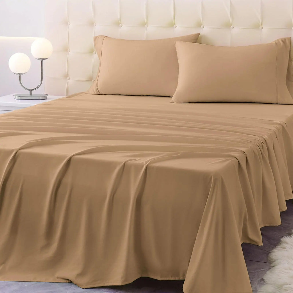Homilay Twin Size Bed Sheet Set - 3 Piece Soft Microfiber Sheets with Deep Pockets Cooling Technology and Wrinkle-Free Pillowcase. Hotel-Quality Durable Bedding Brush