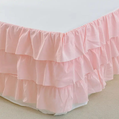 Ruffled 3-Layer Bed Skirt - Cute Colorful Bedding Accessory