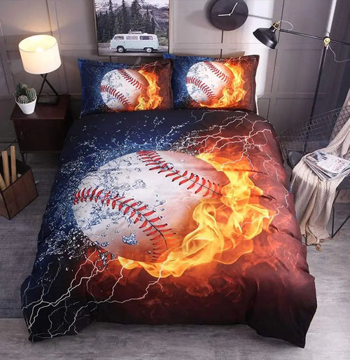 3-Piece Baseball Print Bedding Set for All Seasons