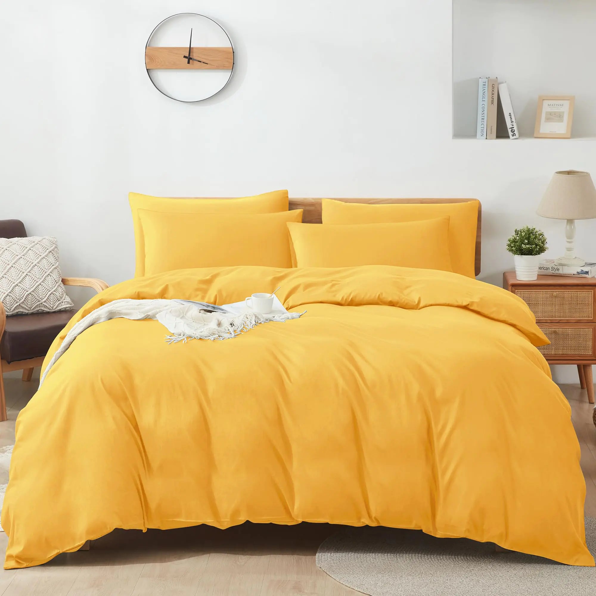Sufdari Duvet Cover Queen Size 3 Pieces Bedding Duvet Cover Sets Ultra Soft and Breathable Comforter Cover Set with Zipper Closure & Corner Ties (Mango90x90)