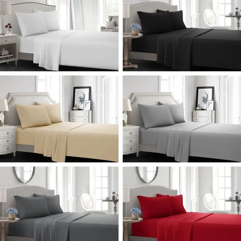 Brushed Microfiber Bedding Set with Fitted Sheet (4 Pcs)