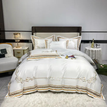 French Embroidery Cotton Satin Bedding Set (4 Pieces)