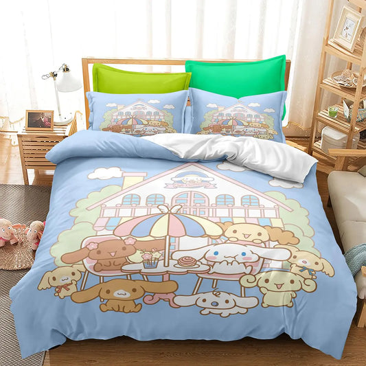 XYRXARIC Duvet Cover Set 3D Printed Cinnamoroll Soft Microfiber 3 Pieces Childrens Bedding Set Comforter Cover with Zipper Closure and 2 Pillowcases（Full）