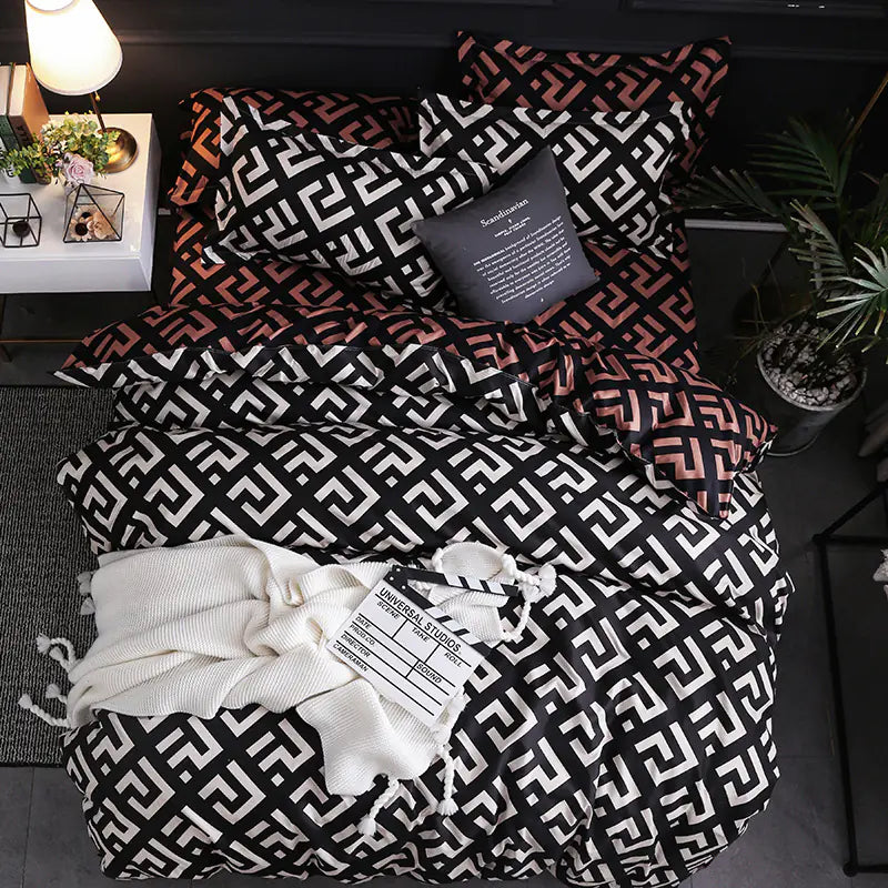 Cross-Border Home Textiles Bedding Set with Duvet & Pillow